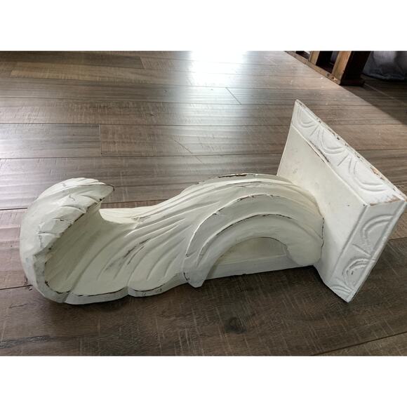 Large Hand Carved White Wood Rustic Corbel  Wall Shelf Approximately 15" High - Picture 4 of 11